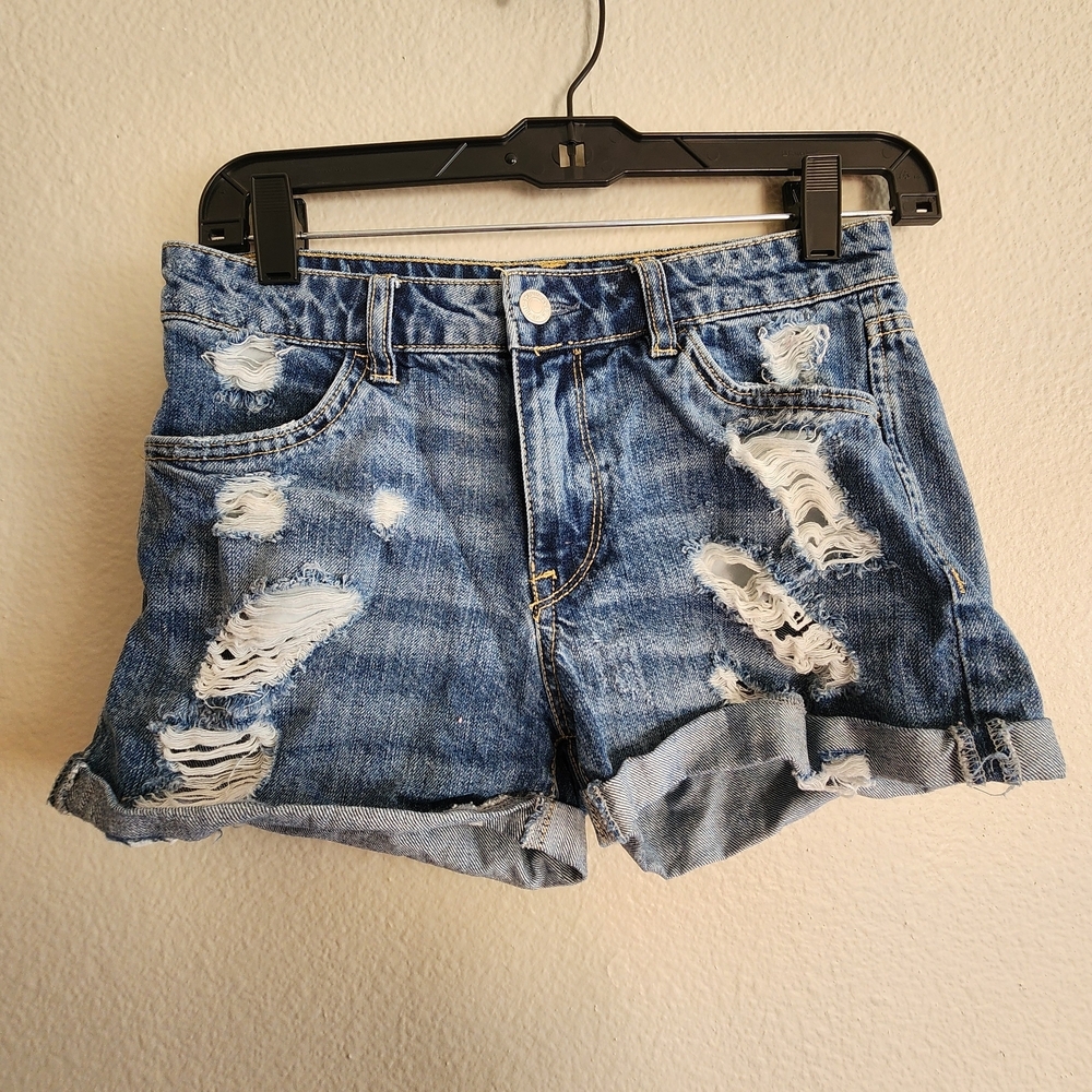H&M Ripped Blue Jean Shorts